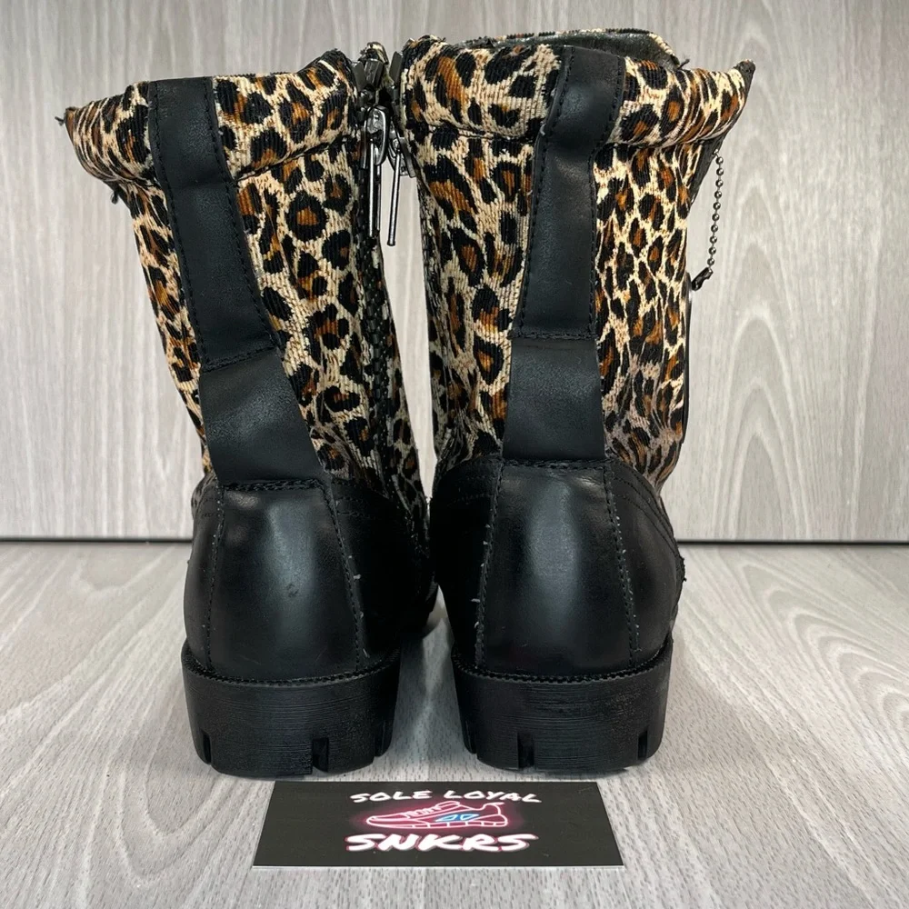 J75 Strong women Jump Cheetah‎ Print Combat boots Size 5